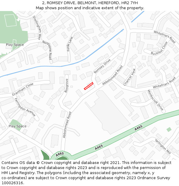 2, ROMSEY DRIVE, BELMONT, HEREFORD, HR2 7YH: Location map and indicative extent of plot