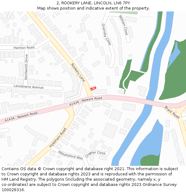 2, ROOKERY LANE, LINCOLN, LN6 7PY: Location map and indicative extent of plot