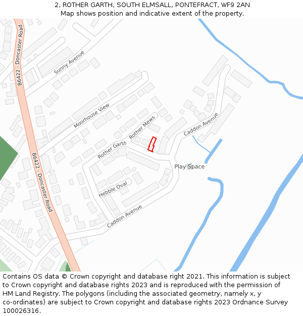 2, ROTHER GARTH, SOUTH ELMSALL, PONTEFRACT, WF9 2AN: Location map and indicative extent of plot