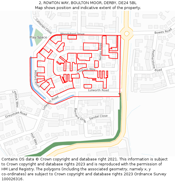 2, ROWTON WAY, BOULTON MOOR, DERBY, DE24 5BL: Location map and indicative extent of plot