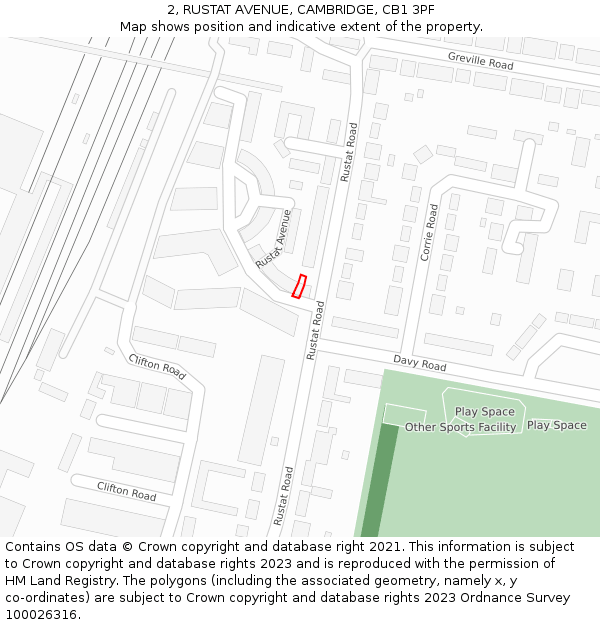 2, RUSTAT AVENUE, CAMBRIDGE, CB1 3PF: Location map and indicative extent of plot