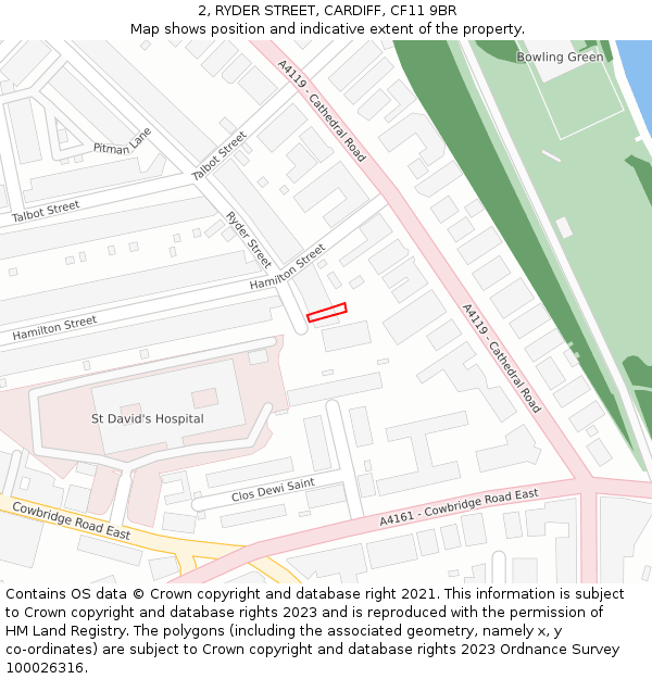 2, RYDER STREET, CARDIFF, CF11 9BR: Location map and indicative extent of plot