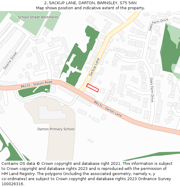 2, SACKUP LANE, DARTON, BARNSLEY, S75 5AN: Location map and indicative extent of plot
