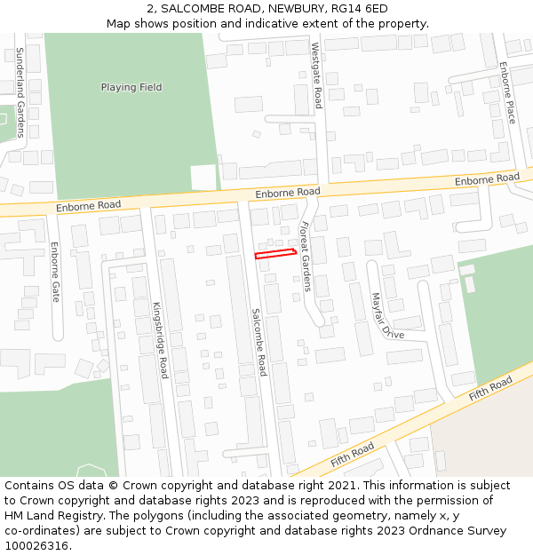 2, SALCOMBE ROAD, NEWBURY, RG14 6ED: Location map and indicative extent of plot