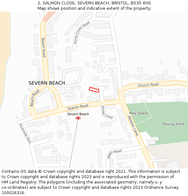 2, SALMON CLOSE, SEVERN BEACH, BRISTOL, BS35 4NS: Location map and indicative extent of plot