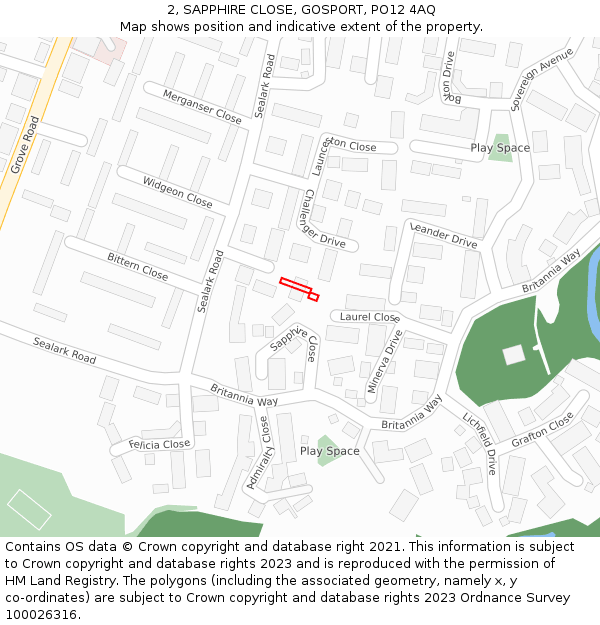 2, SAPPHIRE CLOSE, GOSPORT, PO12 4AQ: Location map and indicative extent of plot