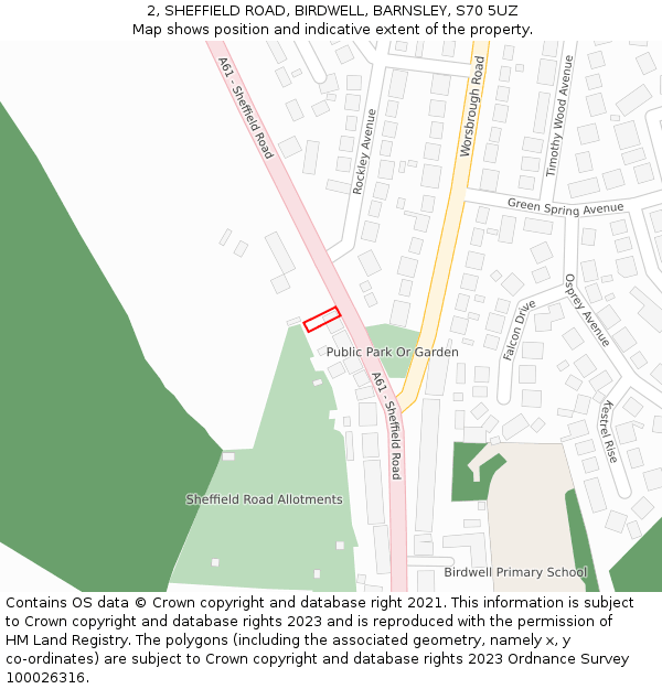 2, SHEFFIELD ROAD, BIRDWELL, BARNSLEY, S70 5UZ: Location map and indicative extent of plot