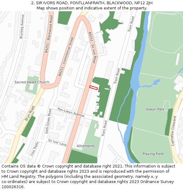 2, SIR IVORS ROAD, PONTLLANFRAITH, BLACKWOOD, NP12 2JH: Location map and indicative extent of plot