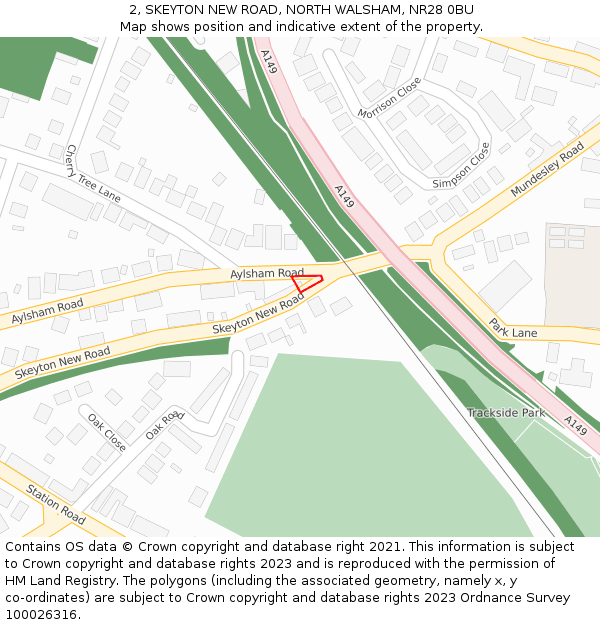 2, SKEYTON NEW ROAD, NORTH WALSHAM, NR28 0BU: Location map and indicative extent of plot