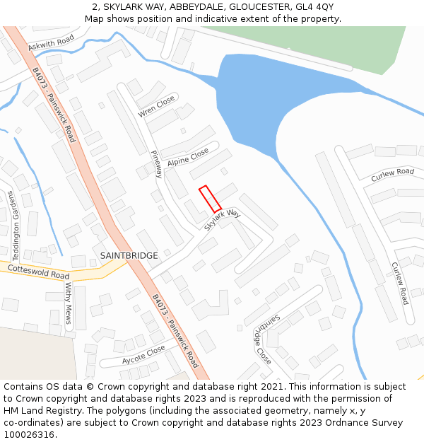 2, SKYLARK WAY, ABBEYDALE, GLOUCESTER, GL4 4QY: Location map and indicative extent of plot