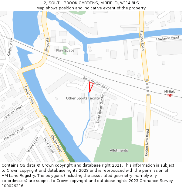 2, SOUTH BROOK GARDENS, MIRFIELD, WF14 8LS: Location map and indicative extent of plot