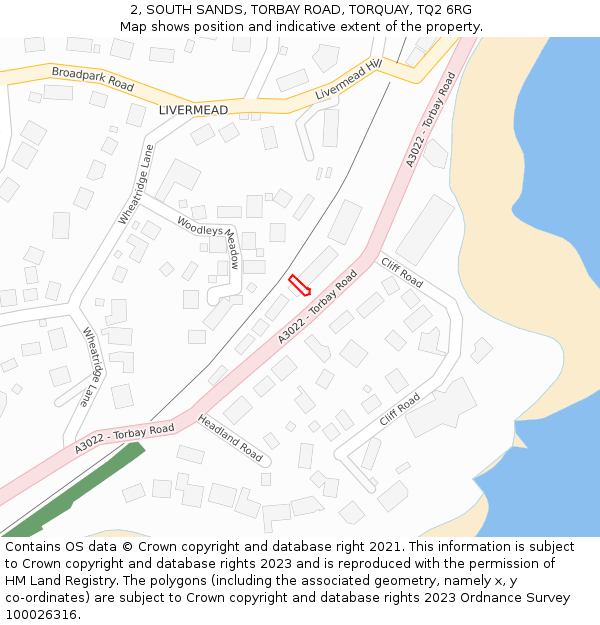 2, SOUTH SANDS, TORBAY ROAD, TORQUAY, TQ2 6RG: Location map and indicative extent of plot