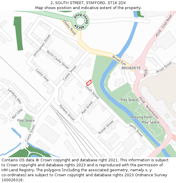 2, SOUTH STREET, STAFFORD, ST16 2DX: Location map and indicative extent of plot