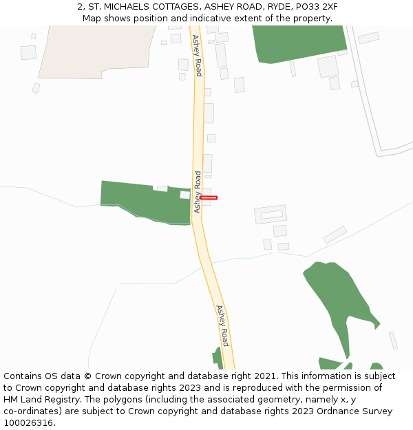 2, ST. MICHAELS COTTAGES, ASHEY ROAD, RYDE, PO33 2XF: Location map and indicative extent of plot
