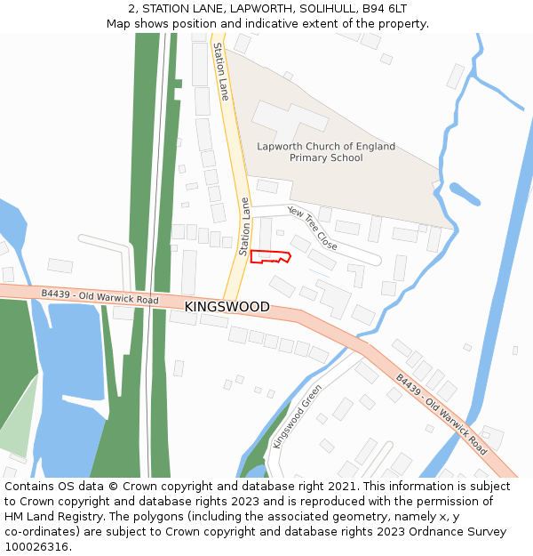 2, STATION LANE, LAPWORTH, SOLIHULL, B94 6LT: Location map and indicative extent of plot