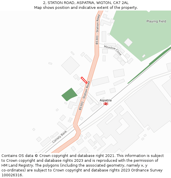 2, STATION ROAD, ASPATRIA, WIGTON, CA7 2AL: Location map and indicative extent of plot