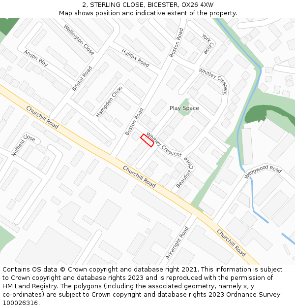 2, STERLING CLOSE, BICESTER, OX26 4XW: Location map and indicative extent of plot