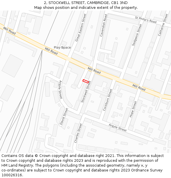 2, STOCKWELL STREET, CAMBRIDGE, CB1 3ND: Location map and indicative extent of plot