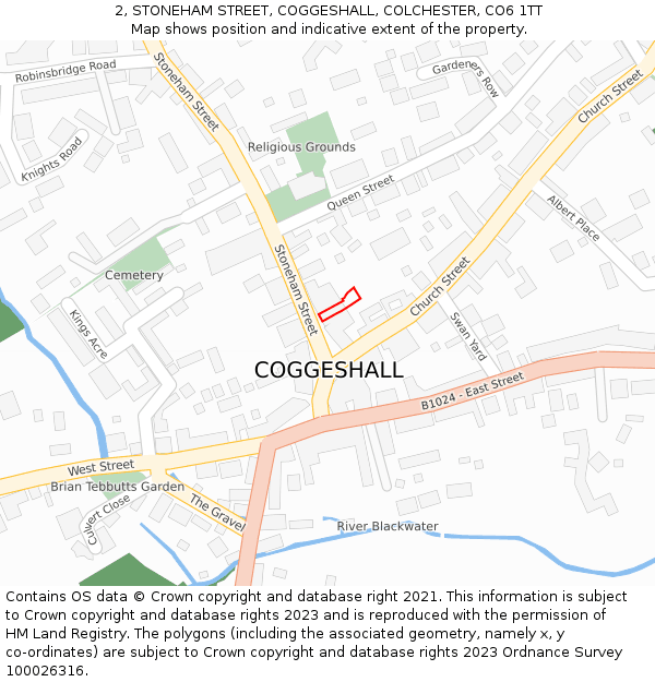2, STONEHAM STREET, COGGESHALL, COLCHESTER, CO6 1TT: Location map and indicative extent of plot