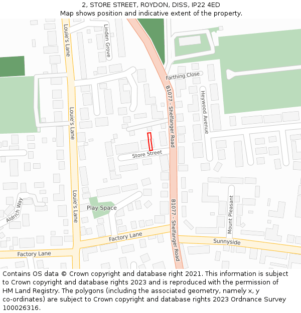 2, STORE STREET, ROYDON, DISS, IP22 4ED: Location map and indicative extent of plot