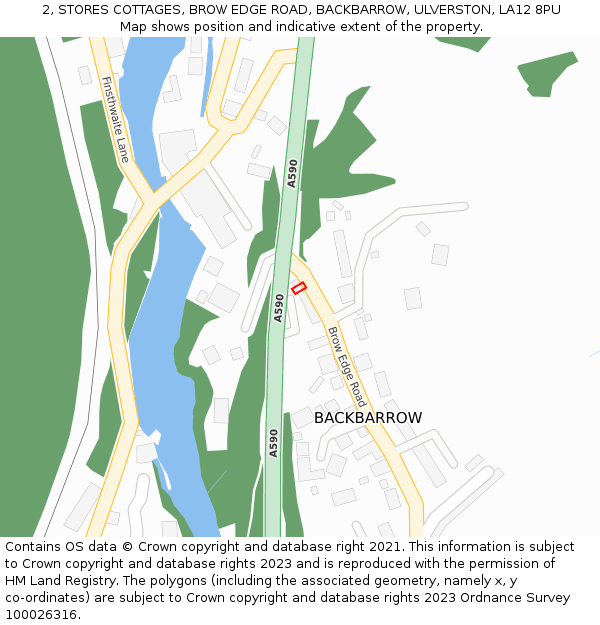 2, STORES COTTAGES, BROW EDGE ROAD, BACKBARROW, ULVERSTON, LA12 8PU: Location map and indicative extent of plot
