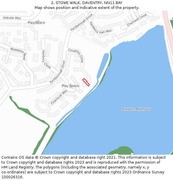 2, STOWE WALK, DAVENTRY, NN11 8AY: Location map and indicative extent of plot