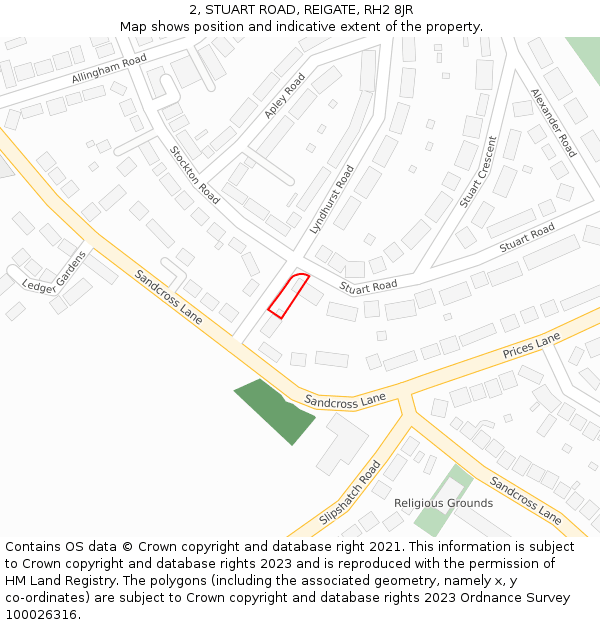 2, STUART ROAD, REIGATE, RH2 8JR: Location map and indicative extent of plot