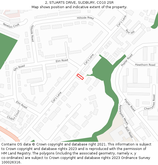 2, STUARTS DRIVE, SUDBURY, CO10 2SR: Location map and indicative extent of plot