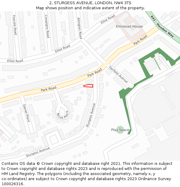 2, STURGESS AVENUE, LONDON, NW4 3TS: Location map and indicative extent of plot