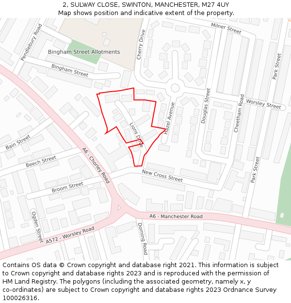 2, SULWAY CLOSE, SWINTON, MANCHESTER, M27 4UY: Location map and indicative extent of plot
