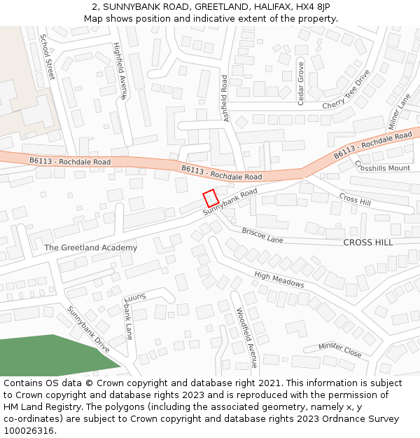 2, SUNNYBANK ROAD, GREETLAND, HALIFAX, HX4 8JP: Location map and indicative extent of plot