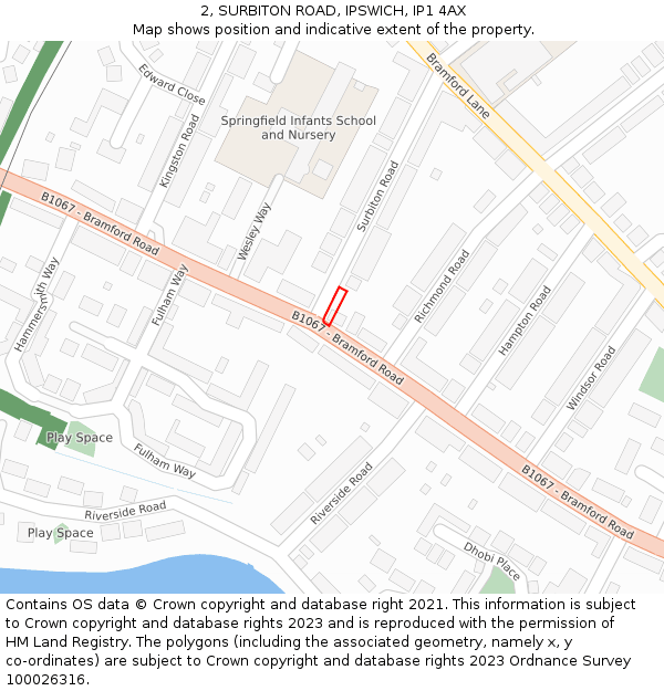 2, SURBITON ROAD, IPSWICH, IP1 4AX: Location map and indicative extent of plot