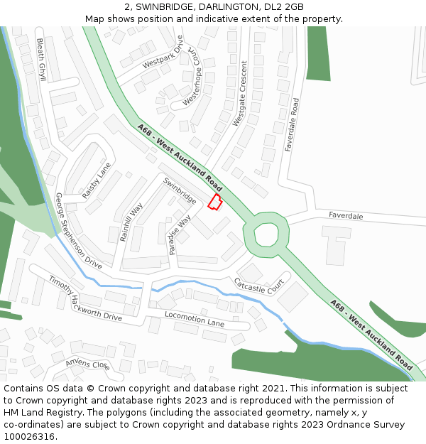2, SWINBRIDGE, DARLINGTON, DL2 2GB: Location map and indicative extent of plot