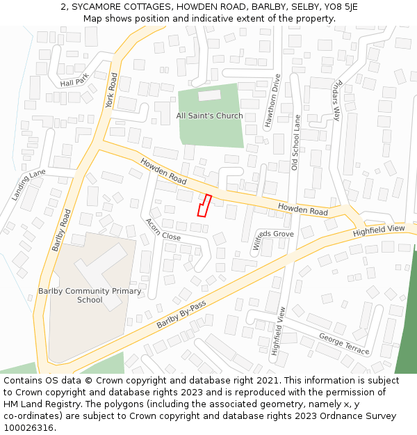 2, SYCAMORE COTTAGES, HOWDEN ROAD, BARLBY, SELBY, YO8 5JE: Location map and indicative extent of plot
