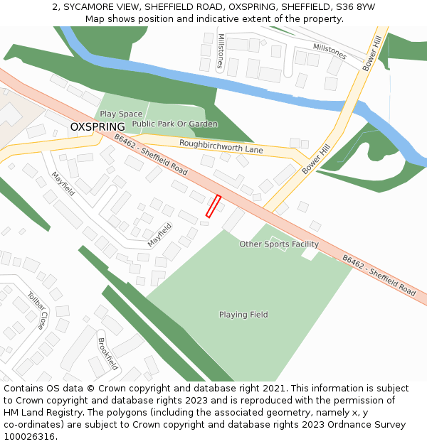 2, SYCAMORE VIEW, SHEFFIELD ROAD, OXSPRING, SHEFFIELD, S36 8YW: Location map and indicative extent of plot
