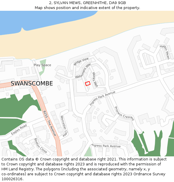 2, SYLVAN MEWS, GREENHITHE, DA9 9GB: Location map and indicative extent of plot