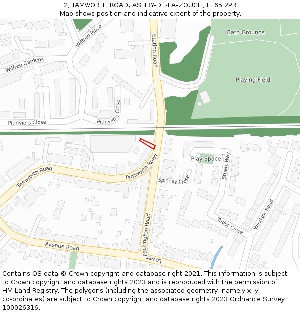2, TAMWORTH ROAD, ASHBY-DE-LA-ZOUCH, LE65 2PR: Location map and indicative extent of plot