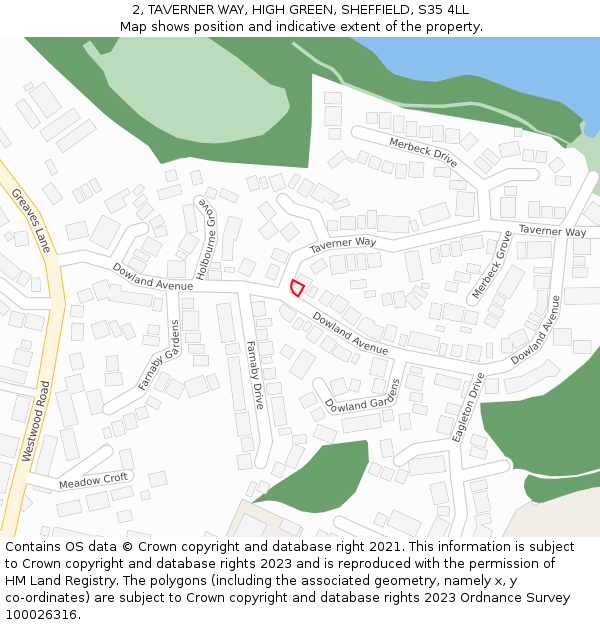 2, TAVERNER WAY, HIGH GREEN, SHEFFIELD, S35 4LL: Location map and indicative extent of plot