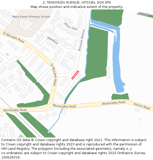 2, TENNYSON AVENUE, HITCHIN, SG4 0PX: Location map and indicative extent of plot