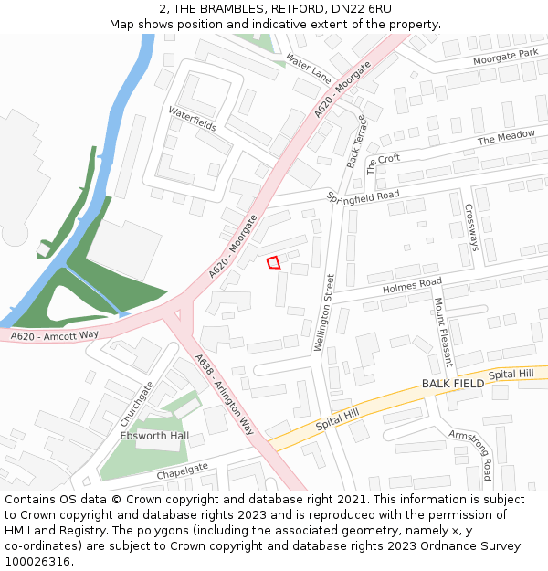 2, THE BRAMBLES, RETFORD, DN22 6RU: Location map and indicative extent of plot