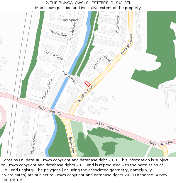 2, THE BUNGALOWS, CHESTERFIELD, S41 0EL: Location map and indicative extent of plot