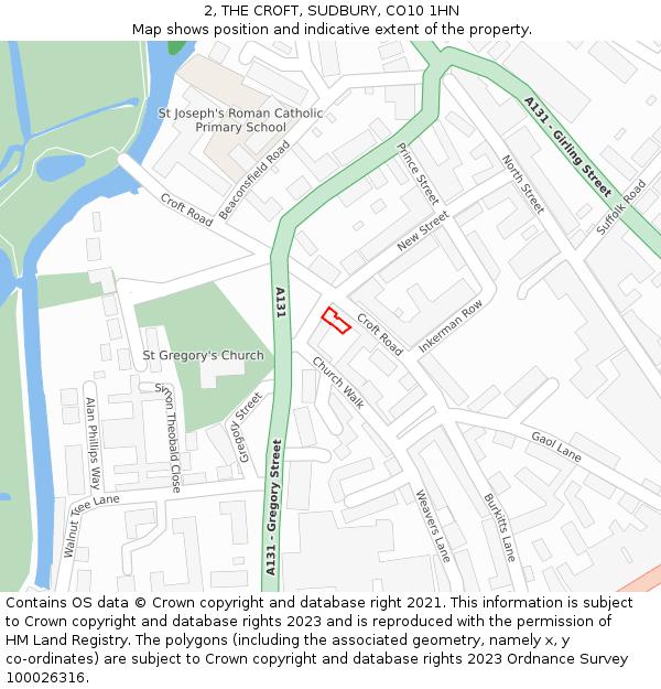 2, THE CROFT, SUDBURY, CO10 1HN: Location map and indicative extent of plot