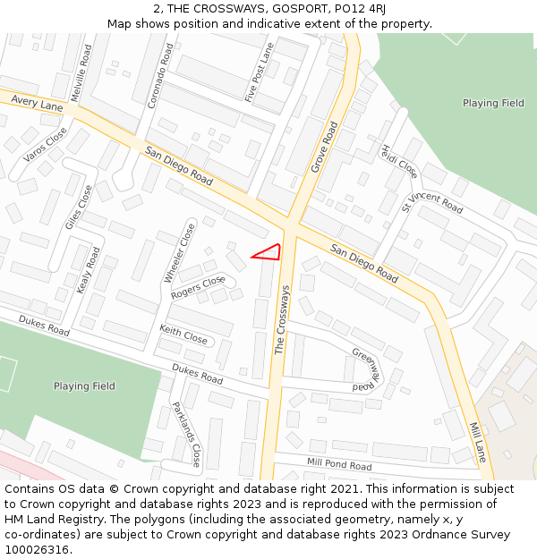 2, THE CROSSWAYS, GOSPORT, PO12 4RJ: Location map and indicative extent of plot