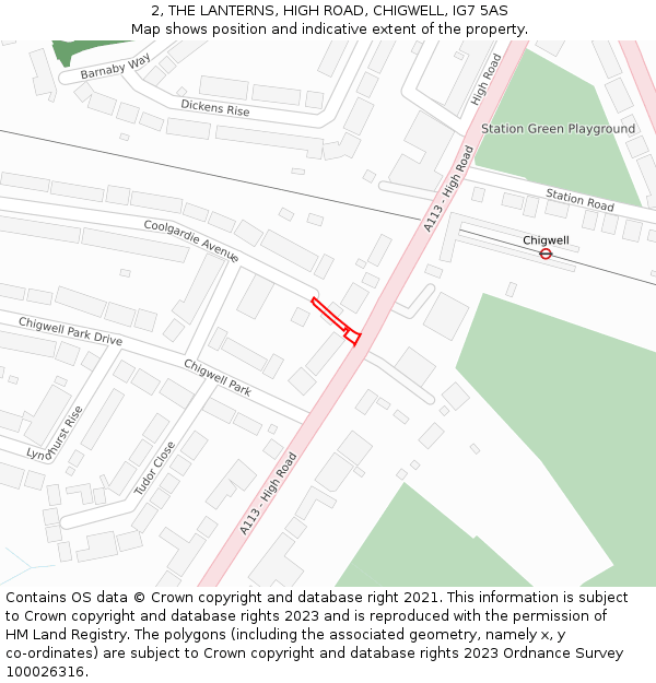 2, THE LANTERNS, HIGH ROAD, CHIGWELL, IG7 5AS: Location map and indicative extent of plot