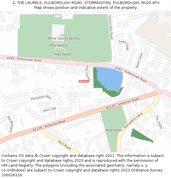 2, THE LAURELS, PULBOROUGH ROAD, STORRINGTON, PULBOROUGH, RH20 4FH: Location map and indicative extent of plot