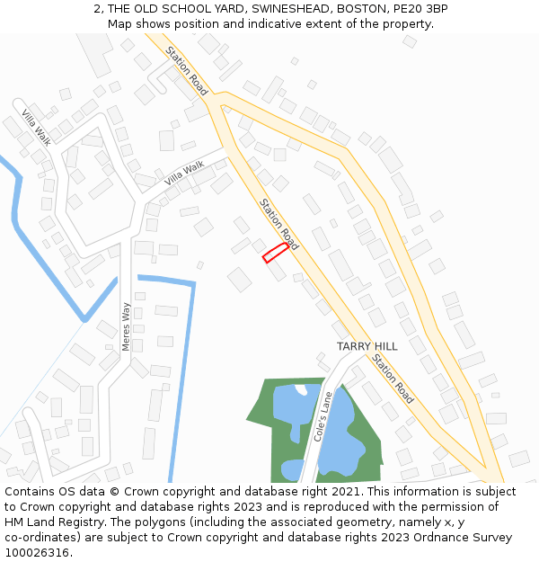 2, THE OLD SCHOOL YARD, SWINESHEAD, BOSTON, PE20 3BP: Location map and indicative extent of plot