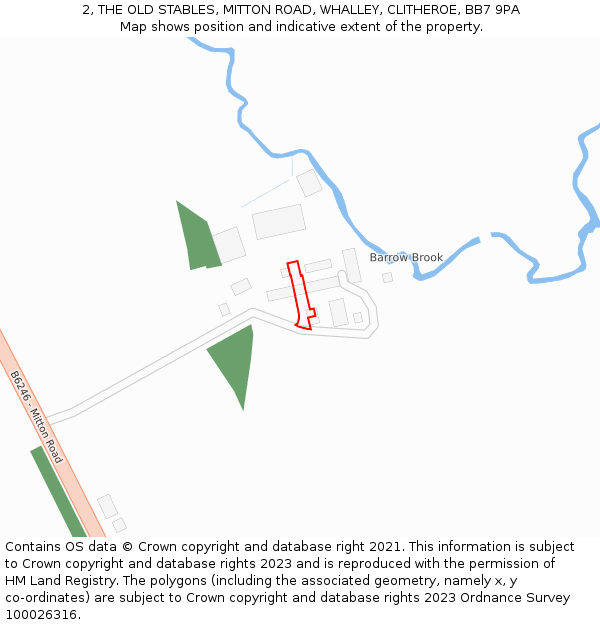 2, THE OLD STABLES, MITTON ROAD, WHALLEY, CLITHEROE, BB7 9PA: Location map and indicative extent of plot