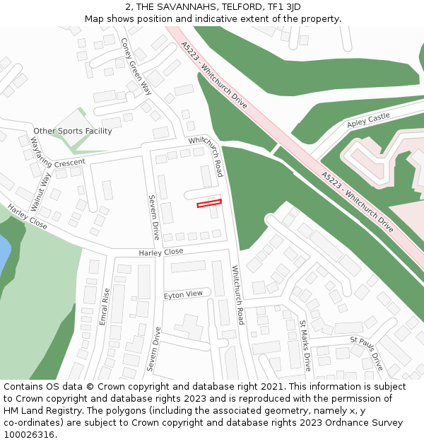 2, THE SAVANNAHS, TELFORD, TF1 3JD: Location map and indicative extent of plot