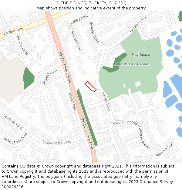 2, THE SIDINGS, BUCKLEY, CH7 3DQ: Location map and indicative extent of plot