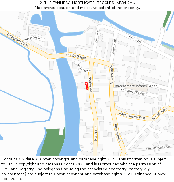 2, THE TANNERY, NORTHGATE, BECCLES, NR34 9AU: Location map and indicative extent of plot